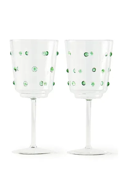 Polspotten Set-of-two Nob Wine Glasses In Green