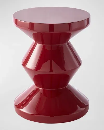 Polspotten Zig Zag Stool In Ruby Red