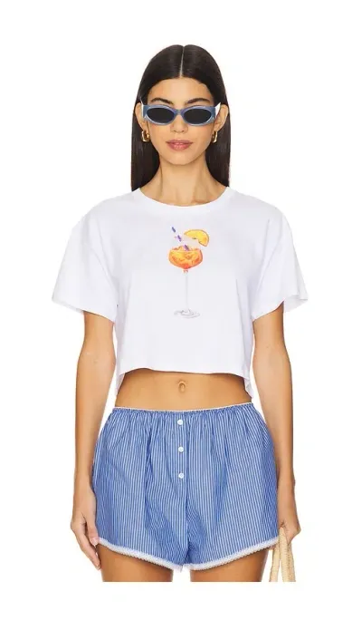 Polychrome Goods Aperol Spritz Watercolor Crop Top In 화이트