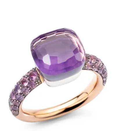 Pomellato Mixed Gold, Amethyst And Jade Nudo Ring In Purple