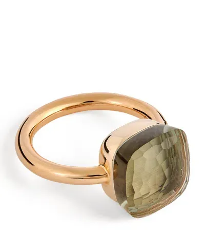 Pomellato Mixed Gold And Prasiolite Nudo Maxi Ring In Green