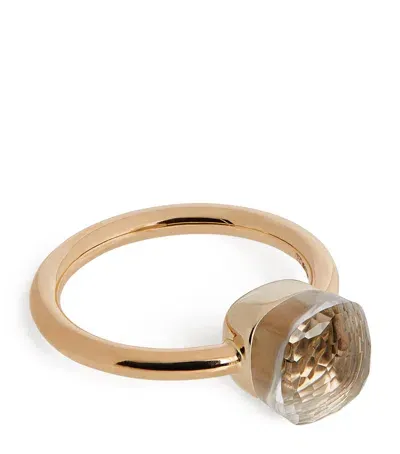 Pomellato Mixed Gold And White Topaz Nudo Petit Ring