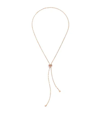 Pomellato Rose Gold And Garnet Iconica Lariat Necklace