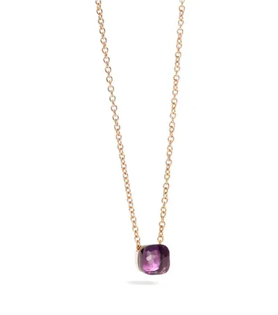 Pomellato Rose Gold Nudo Pendant Necklace In Purple