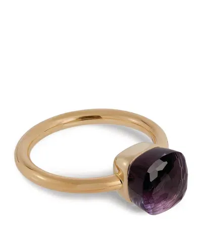 Pomellato Rose Gold, White Gold And Amethyst Nudo Petit Ring In Purple