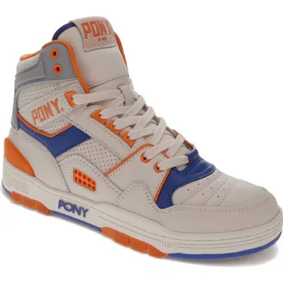 Pony M100 High Sneakers In Off White/blue/orange