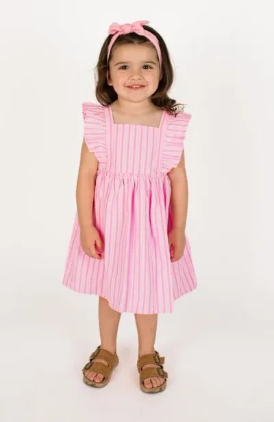 Popatu Kids' Stripe Pinafore Dress In Pink