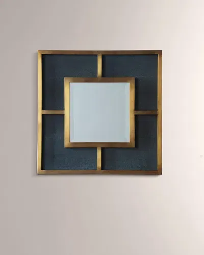 Port 68 Cairo Brass & Shagreen Mirror In Black/gold