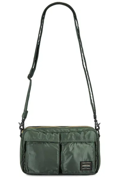 Porter-yoshida & Co Front Pocket Rectangle Shoulder Bag In Sage Green