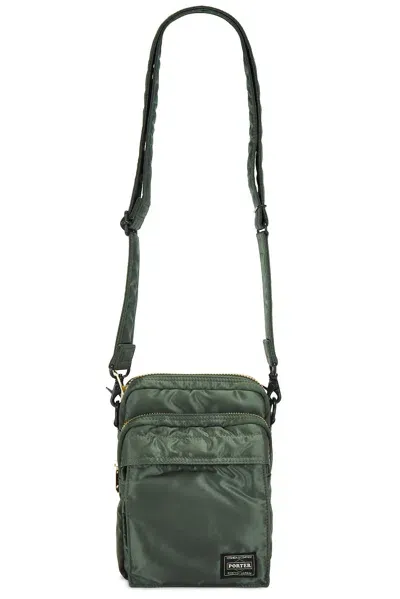 Porter-yoshida & Co Tanker Vertical Shoulder Bag In Sage Green