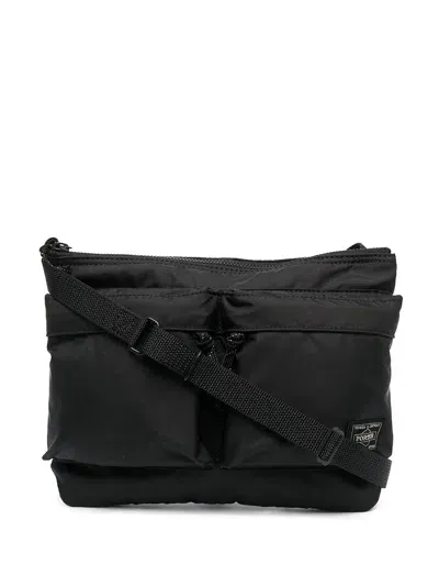 Porter Yoshida Double Patch Pocket Shoulder Bag In Black