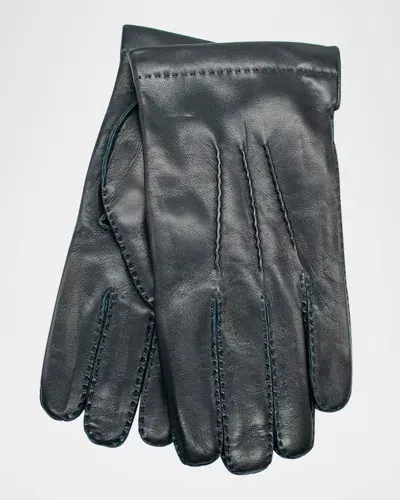 Portolano Men's Cashmere-lined Handsewn Leather Gloves In Gray