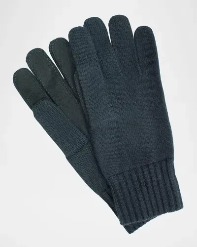 Portolano Men's Knit Gloves With Suede Palm In Black