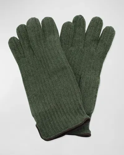 Portolano Men's Rbbed Cashmere Gloves In Green