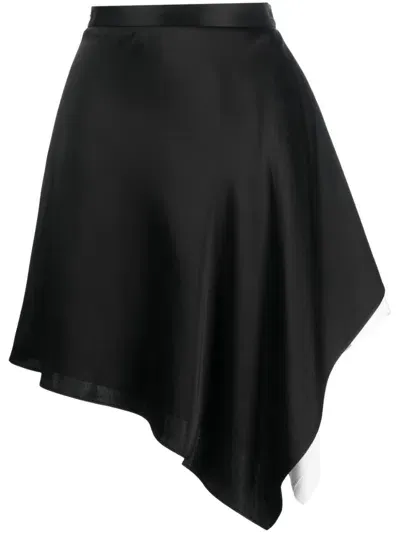 Ports 1961 Asymmetric Satin Miniskirt In Black