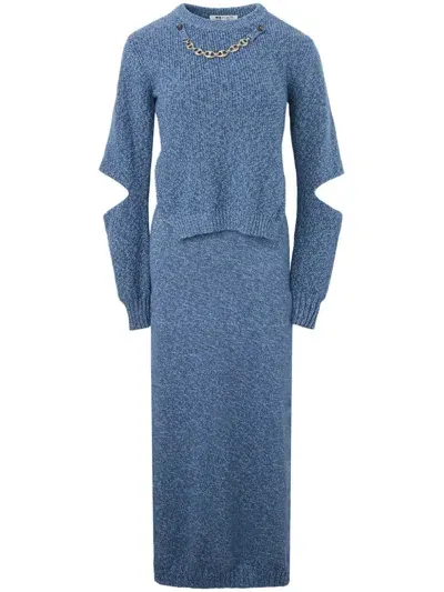 Ports 1961 Cut-out Knitted Dress In Gray