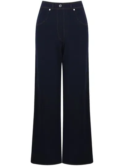 Ports 1961 Opulent Knitted Flared Trousers In Black