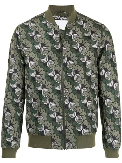 Ports V Abstract-print Bomber Jacket In Green