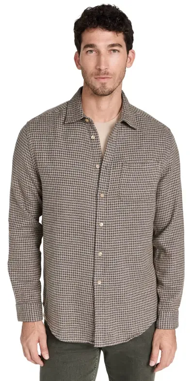 Portuguese Flannel Abstract Pied Poule Shirt Charcoal