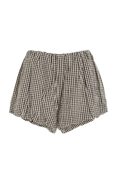 Posse Aurelia Gingham Cotton Shorts In Black