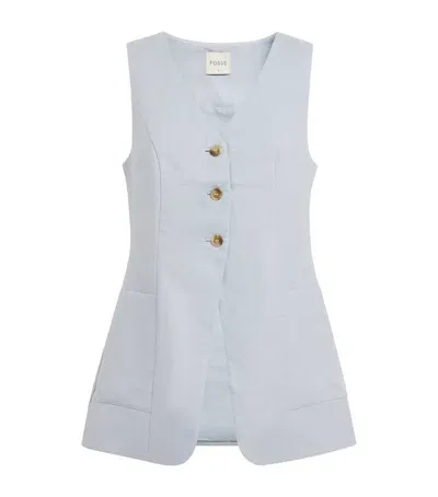 Posse Linen Lorenzo Waistcoat In Blue