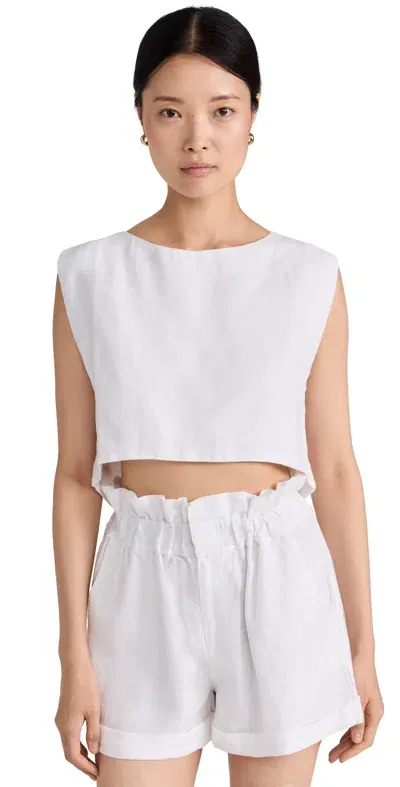 Posse Martina Linen Crop Top In White