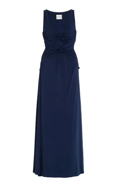 Posse Sasha Twisted Jersey Maxi Dress In Blue