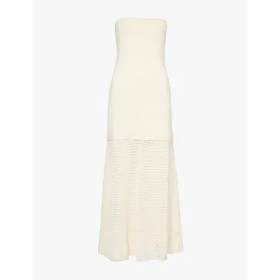 Posse Womens Ivory Romy Strapless Slim-fit Knitted Midi Dress