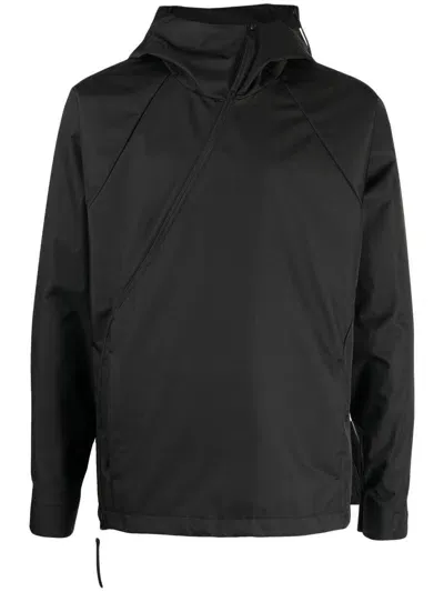 Post Archive Faction Hooded Zip-up Windbreaker In Black