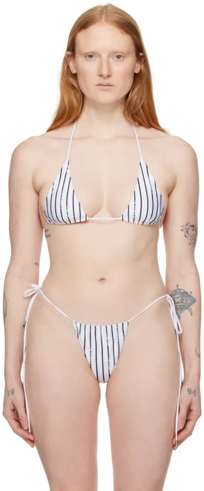 Poster Girl White & Black Elle Reversible Bikini Top In White/black