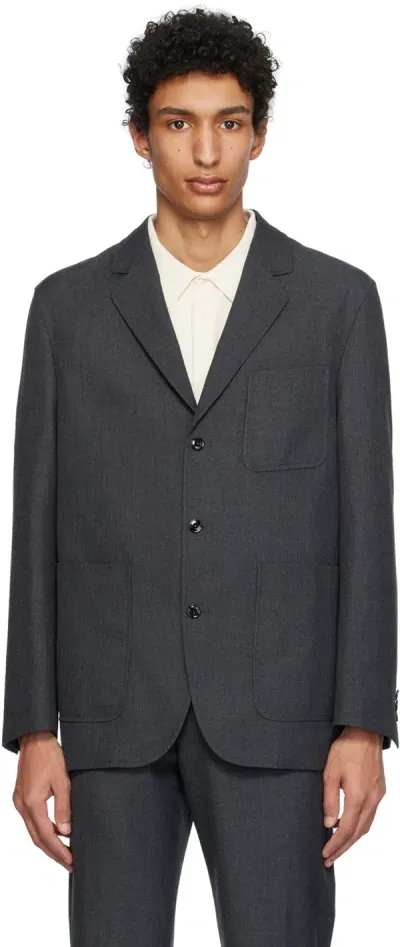 Pottery Gray Single-breasted Blazer In Dg Dark Gray