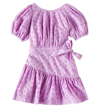 Poupette St Barth Kids' Chantal Broderie Anglaise Cotton Dress In Purple