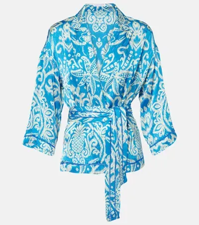 Poupette St Barth Clea Printed Jacket In Blue