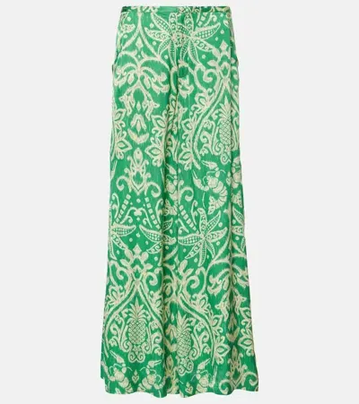 Poupette St Barth Clea Printed Wide-leg Pants In Green