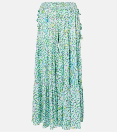 Poupette St Barth Colleen Printed Wide-leg Pants In Green