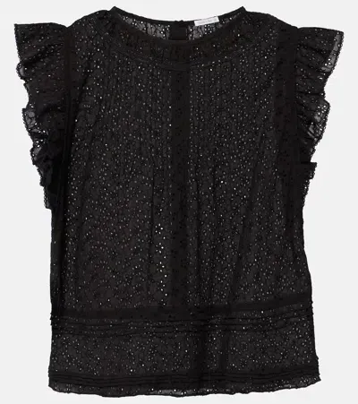 Poupette St Barth Galia Ruffled Top In Black