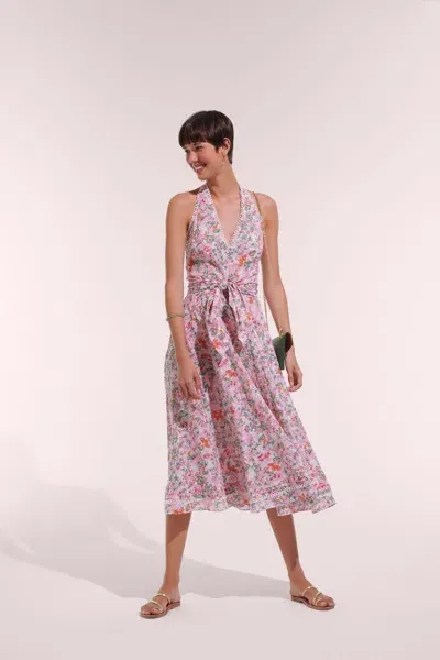 Poupette St Barth Long Dress Beth In Pink Sweet Liberty