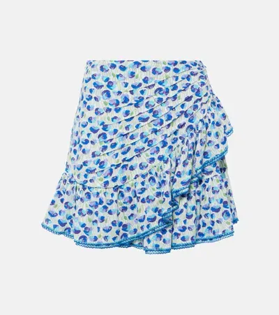 Poupette St Barth Mabelle Printed Shirred Miniskirt In Multicoloured