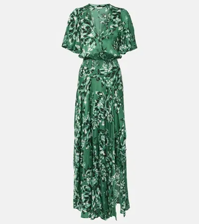 Poupette St Barth Mabelle Satin Midi Dress In Green