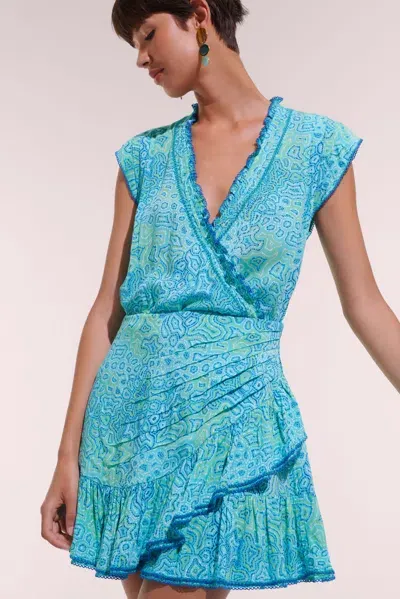 Poupette St Barth Mini Dress Estelle In Aqua Sea Water