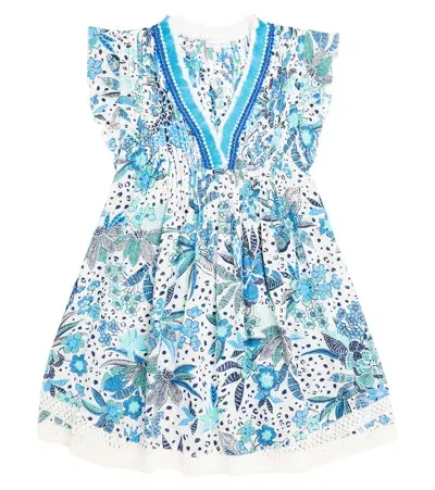 Poupette St Barth Kids' Sasha Printed Dress In Blue