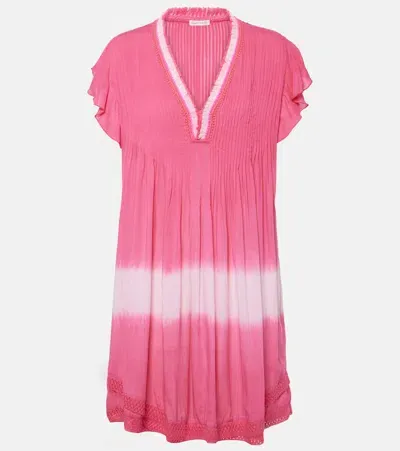 Poupette St Barth Sasha Ruffled Pleated Minidress In Pink