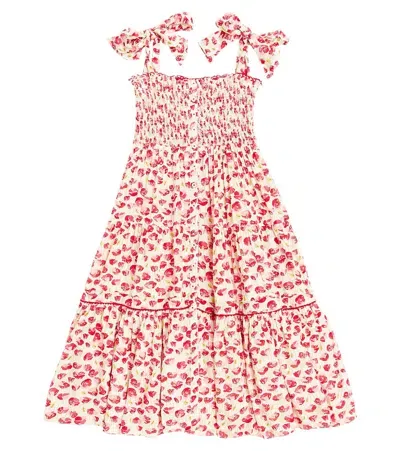 Poupette St Barth Kids' Trini Printed Shirred Dress In White