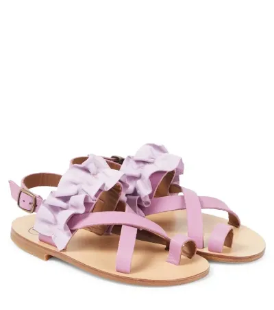 Pèpè Kids' Leather Sandals In Smalt/lill