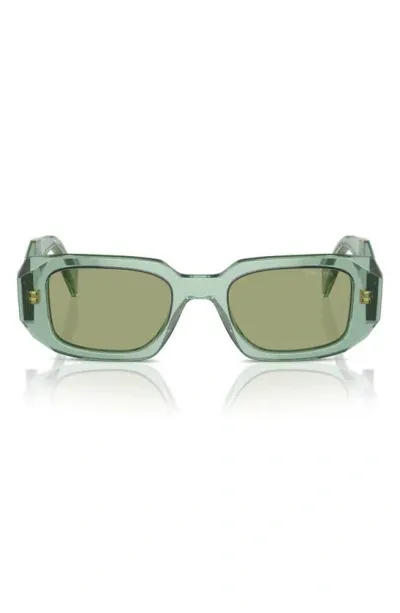 Prada 49mm Small Rectangular Sunglasses In Green/green Solid