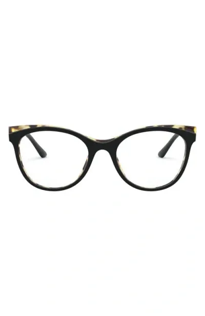 Prada 53mm Butterfly Optical Glasses In Black/havana