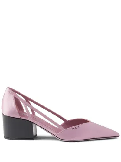 Prada 55mm Satin Cut-out Pumps In Pink