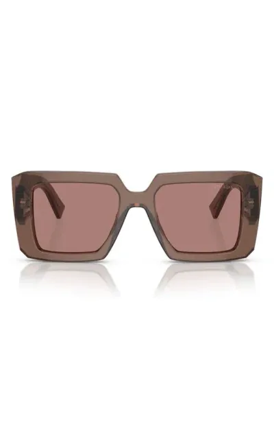 Prada 56mm Square Sunglasses In Brown Transparent