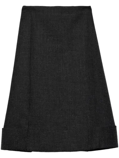 Prada A-line Midi-skirt In Grey