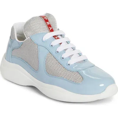 Prada America's Cup Biker Fabric Sneakers In Light Blue